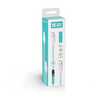 Кабель ColorWay Type-C - Type-C (PD Fast Charging 65W) 3.0А 2 м білий (CW-CBPDCC056-WT)