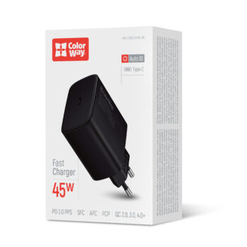 Зарядний пристрій ColorWay PD Type-C 45W Black (CW-CHS034PD-BK)